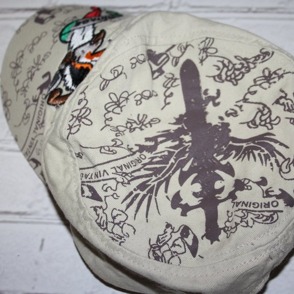 🧢 Original Vintage Khaki & Cream Bucket Hat – OS Embroidered Detail · - Picture 3 of 5